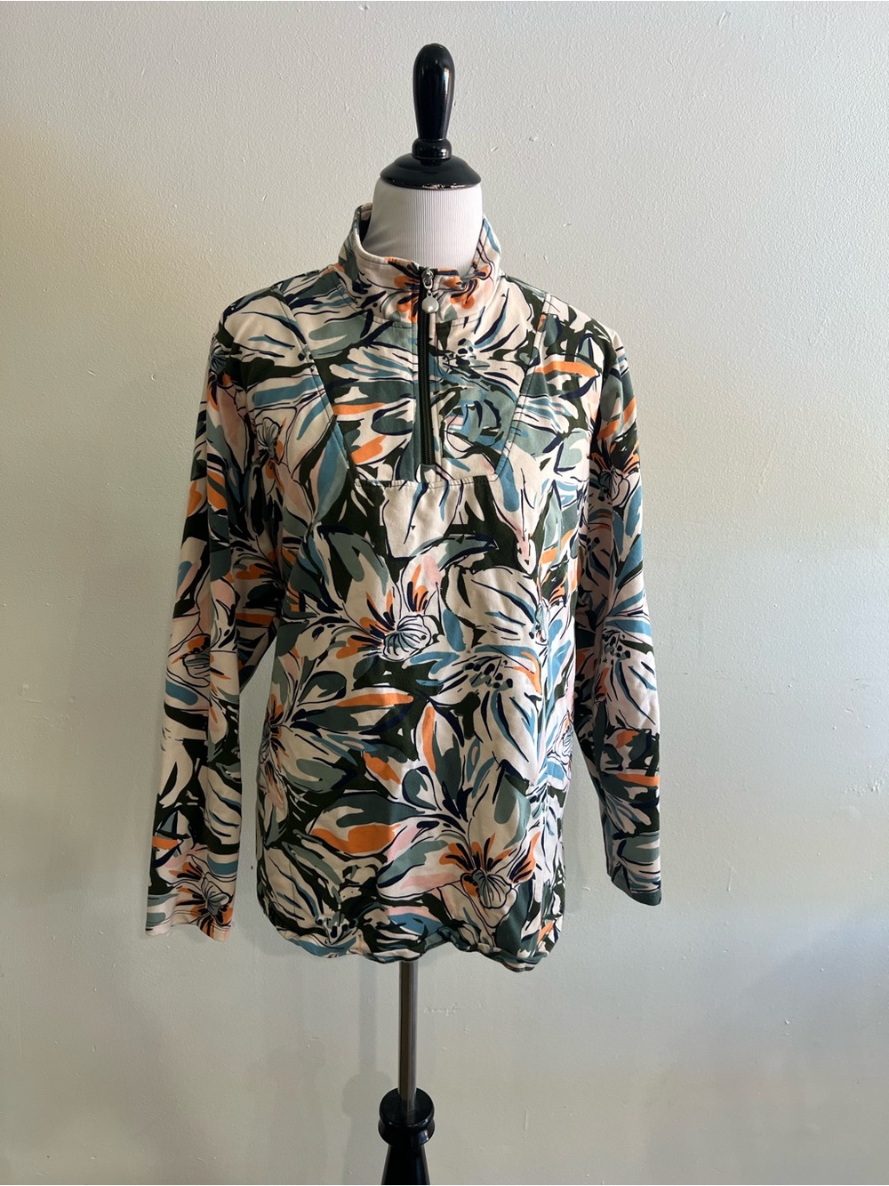 Sport Savvy Printed Quarter-Zip Pullover Sweater in Multi Floral